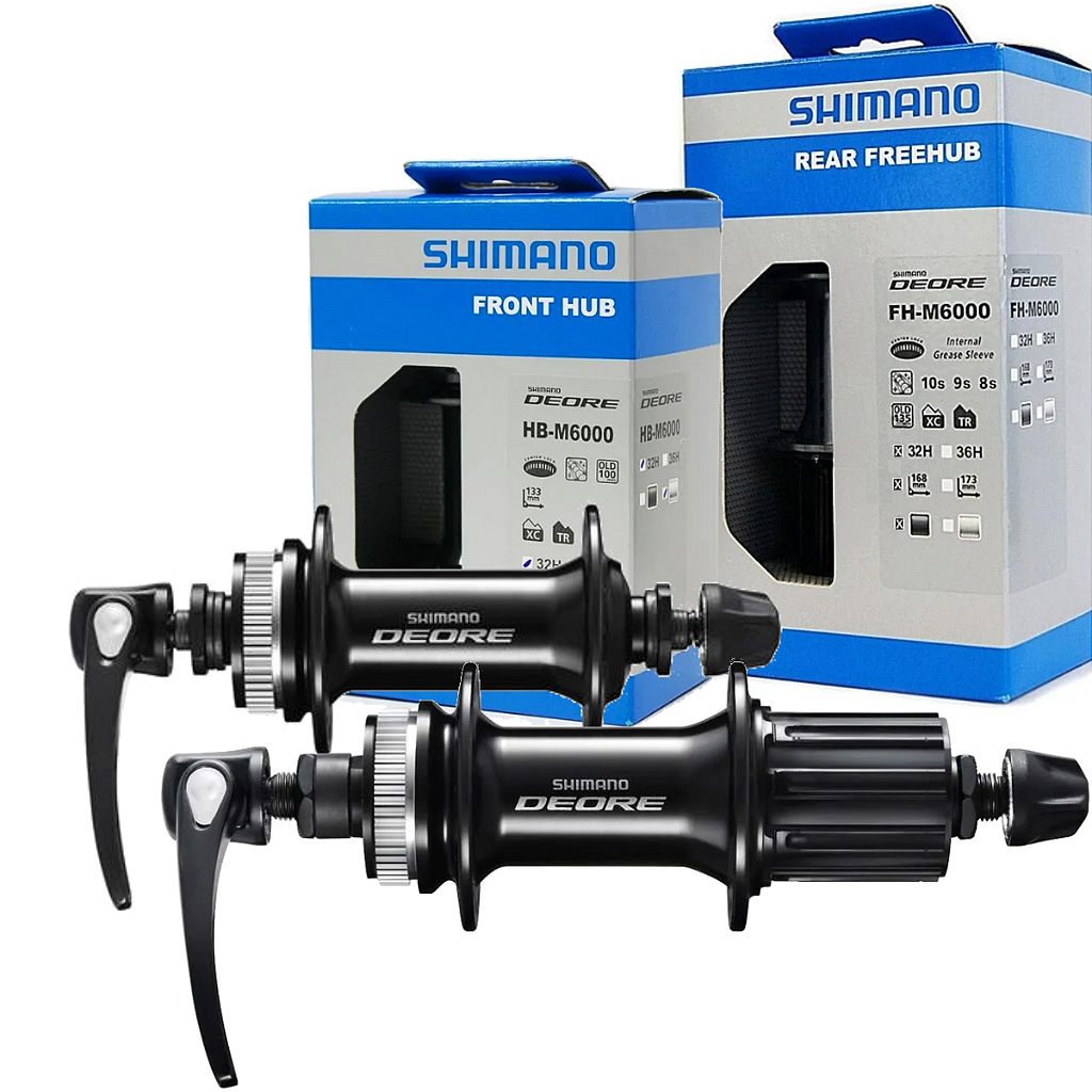 Par De Cubos Shimano Deore M6000 De 32 Furos Para 8, 9 E 10 Velocidades | Preto