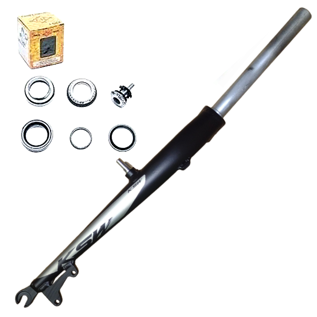 Garfo Aro 26 Ksw Standard Aheadset 25.4Mm Aluminio - Disco E V-Brake + Direção | Preto E Cinza Fosco