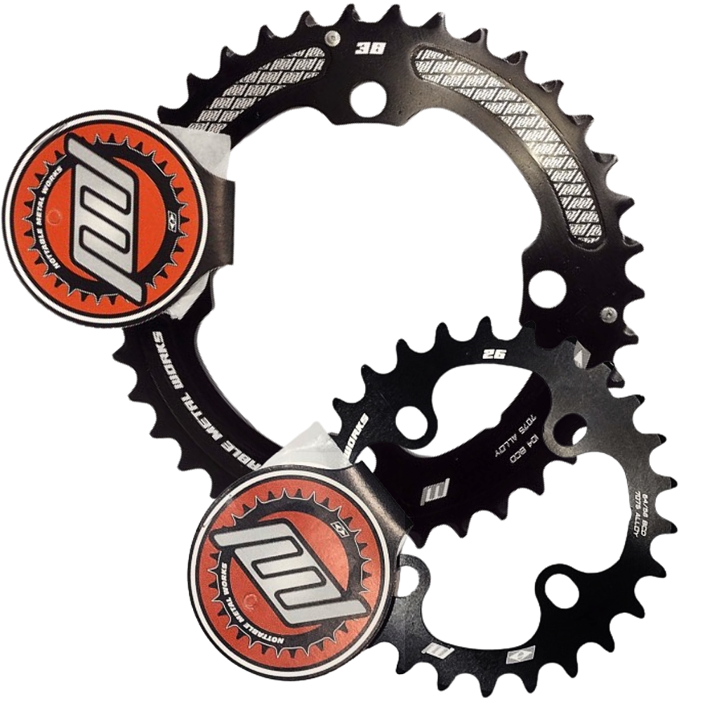 Conjunto De Coroas Nottable Indexadas 26/38 Dentes Bcd 64-68/104 Mm - Alumínio | Preta