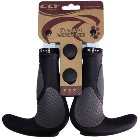 Manopla Cly Centaurus 140Mm Com Bar End - Par | Preta E Cinza