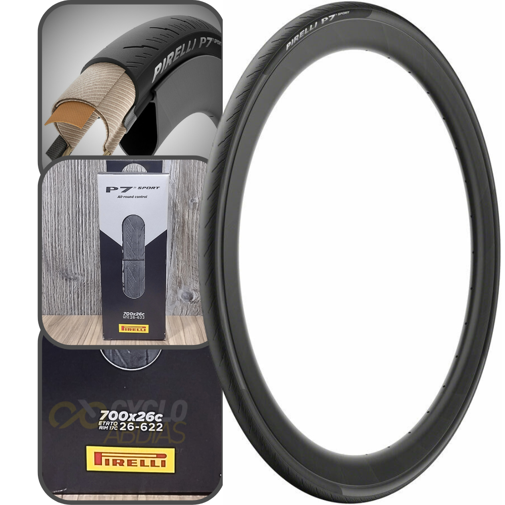 Pneu Pirelli P7 Sport 700X26 60Tpi Pro Compound - Kevlar | Preto