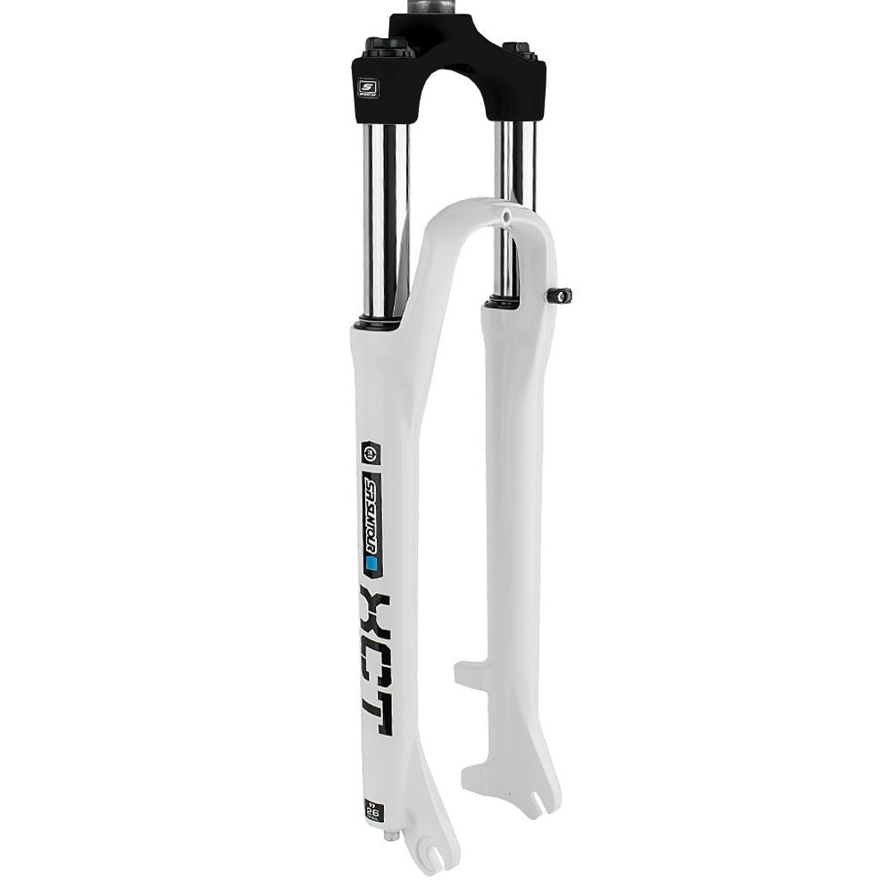 Suspensão Aro 26 Sr Suntour Xct 100 Mm Com Trava No Ombro | Branca E Preta