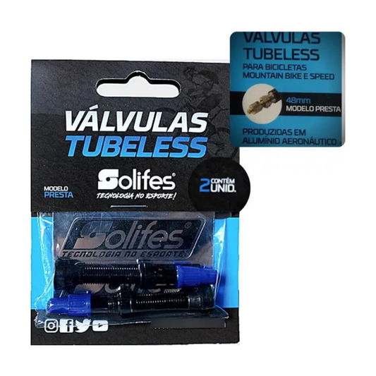 Válvula Tubeless Solifes em alumínio 48mm (par)