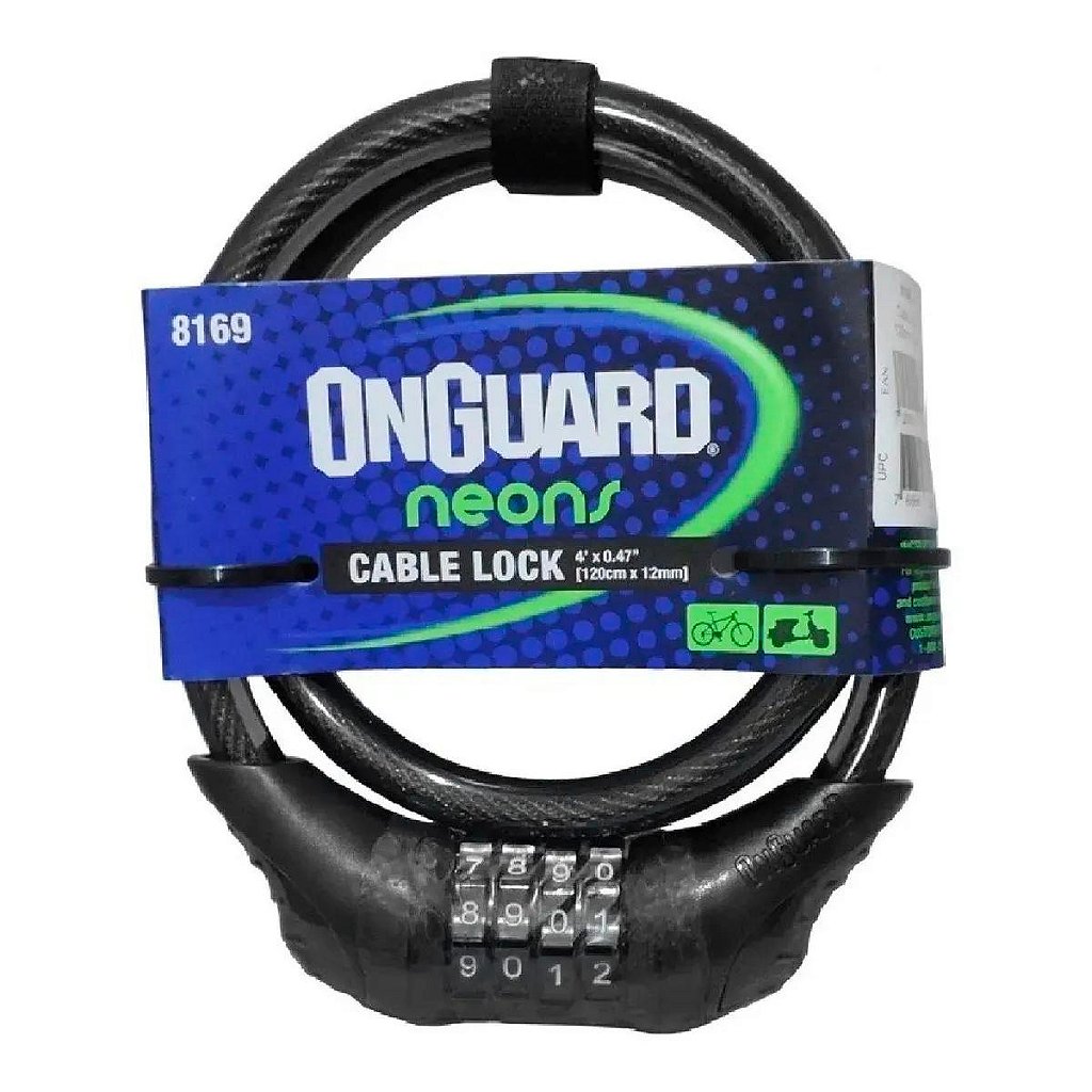 Cadeado Onguard Neon 8169 Espiral Com Segredo - 120X12Mm