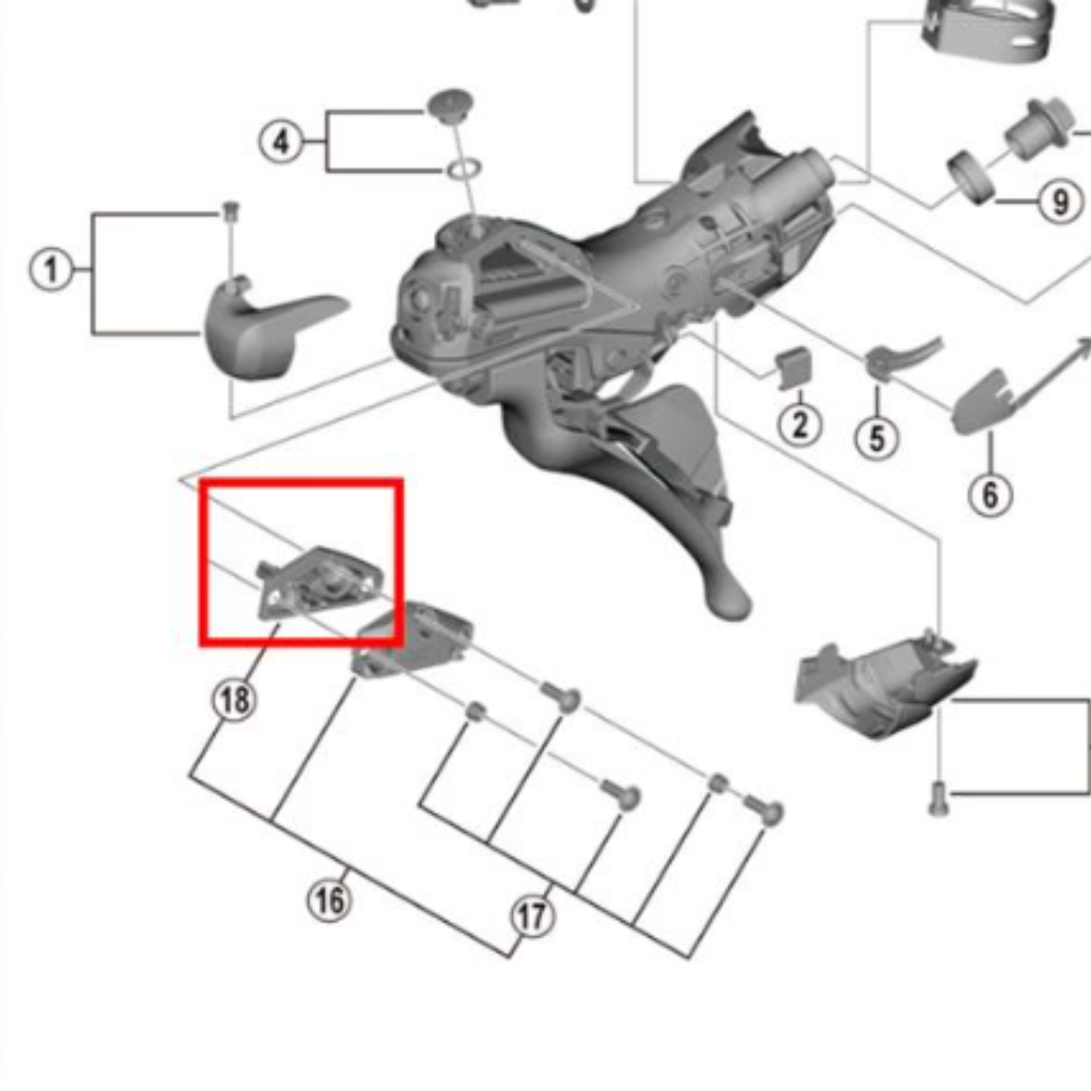 Diafragma Shimano ST-R9120 para manetes de freio (Direito)