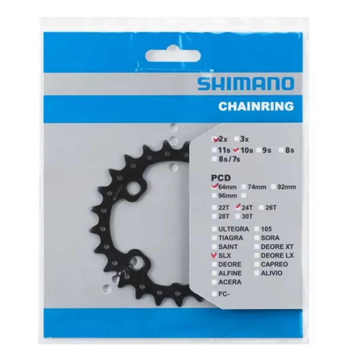 Coroa Shimano SLX FC-M675 AK BCD 64mm 2x10v - 26 Dentes