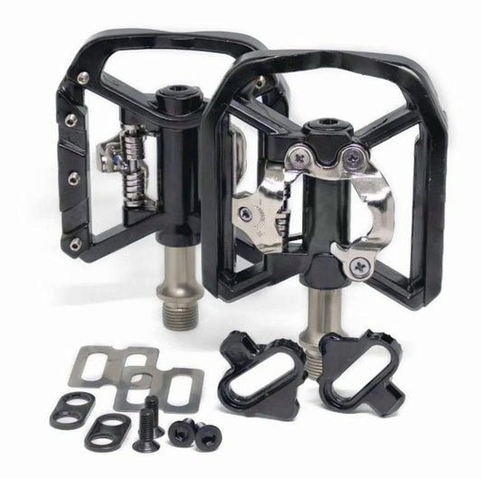 Par De Pedal Tsw Clipless Para Mtb Rolamentado - Com Tacos | Preto E Prata