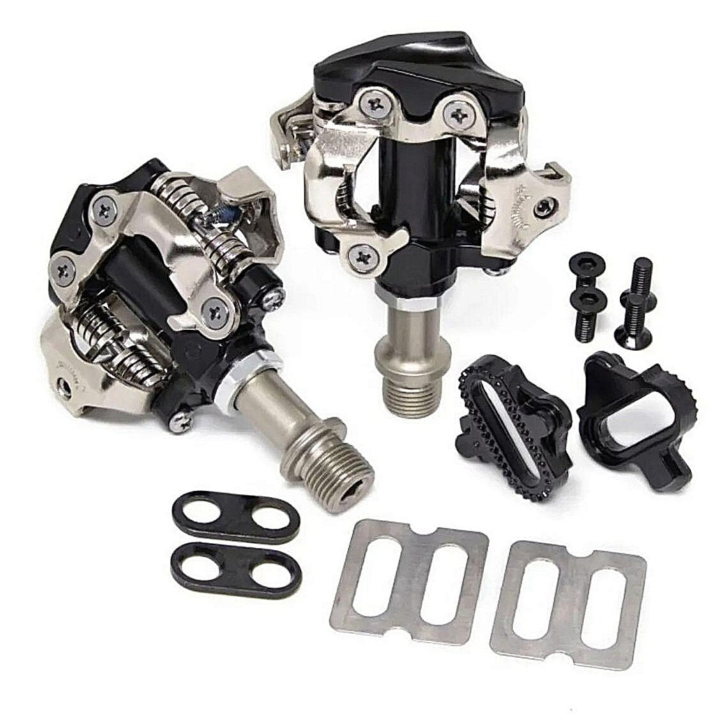 Par De Pedal Tsw Clip Mtb - Com Tacos | Preto E Prata