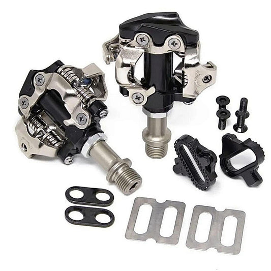 Par De Pedal Tsw Clip Mtb - Com Tacos | Preto E Prata