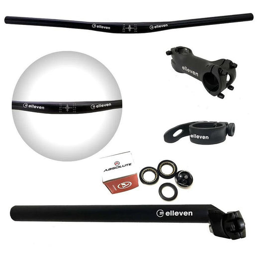 Kit Guidão, Mesa, Canote 27.2 Mm, Abraçadeira E Direção Elleven | Preto