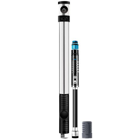 Mini Bomba De Ar Crankbrothers Klic Hv C/ Manômetro 110 Psi | Prata, Preto E Azul