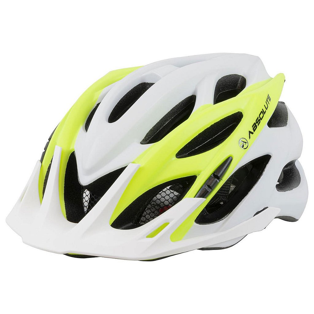 Capacete Absolute Wild Com Led Tamanho M/G (58-61 Cm) | Branco Com Amarelo Neon