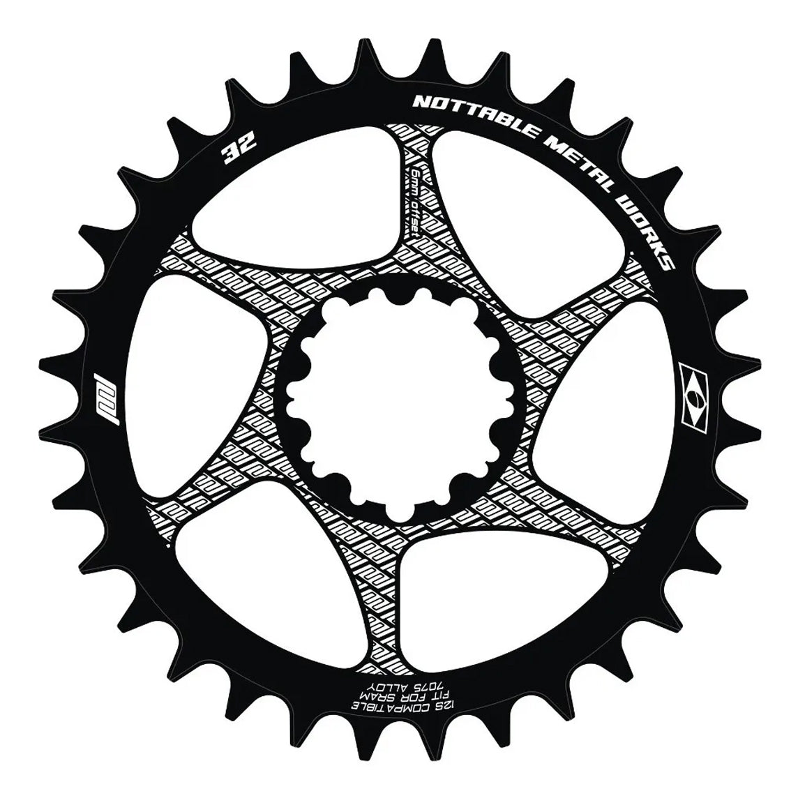 Coroa Nottable Compatível Sram SX, NX, GX, X01 e XX1 Offset 6 mm