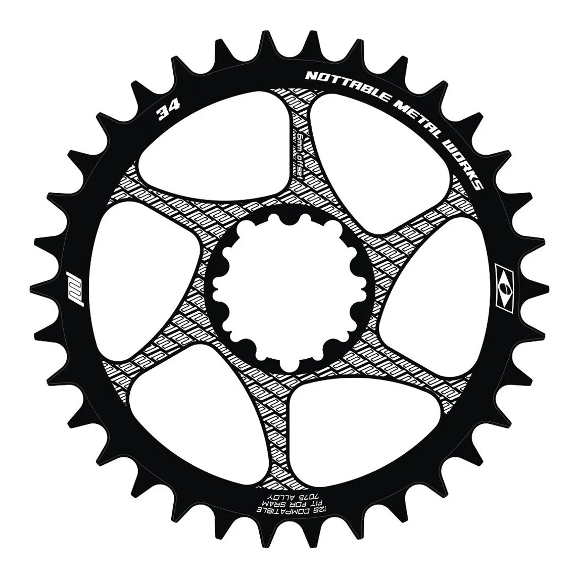 Coroa Nottable Compatível Sram SX, NX, GX, X01 e XX1 Offset 6 mm