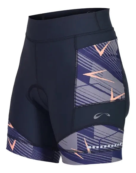 Shorts Feminino Sol Matrix Marinho E Salmão - Tamanho G