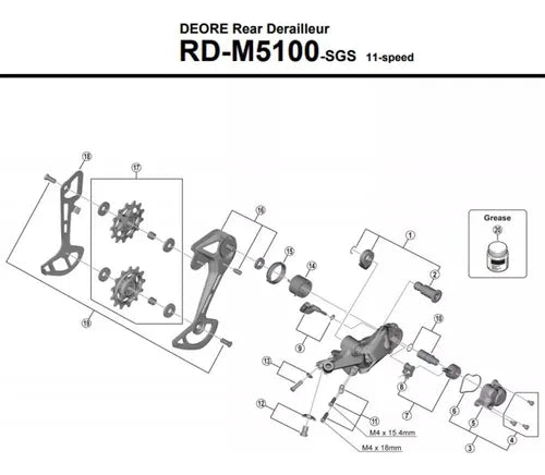 Haste De Câmbio Shimano Deore Rd-m5100 Sgs Externa