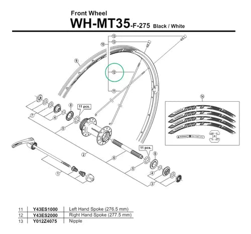 Raio P/ Roda Shimano Wh-mt35-f-29 295.5mm Esquerdo Y428s1000