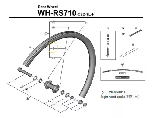 Raio Roda Shimano 105 R7100 Wh-rs710-c32 283mm Y0s49801t