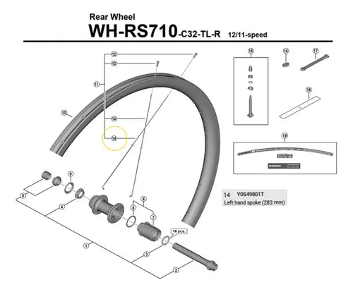 Raio Roda Shimano 105 R7100 Wh-rs710-c32 283mm Y0s49801t