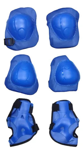 Kit Capacete Azul + Joelheiras E Cotoveleiras Infantil