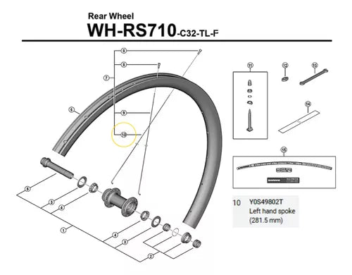 Raio Roda Shimano 105 R7100 Wh-rs710-c32 281.5mm Y0s49802t