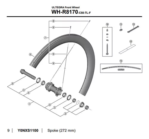 Raio Shimano Ultegra Wh-r8170-c50-tl Y0nxs1100 272mm