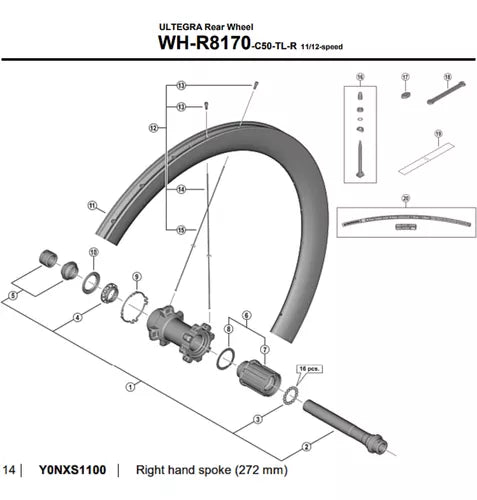 Raio Shimano Ultegra Wh-r8170-c50-tl Y0nxs1100 272mm