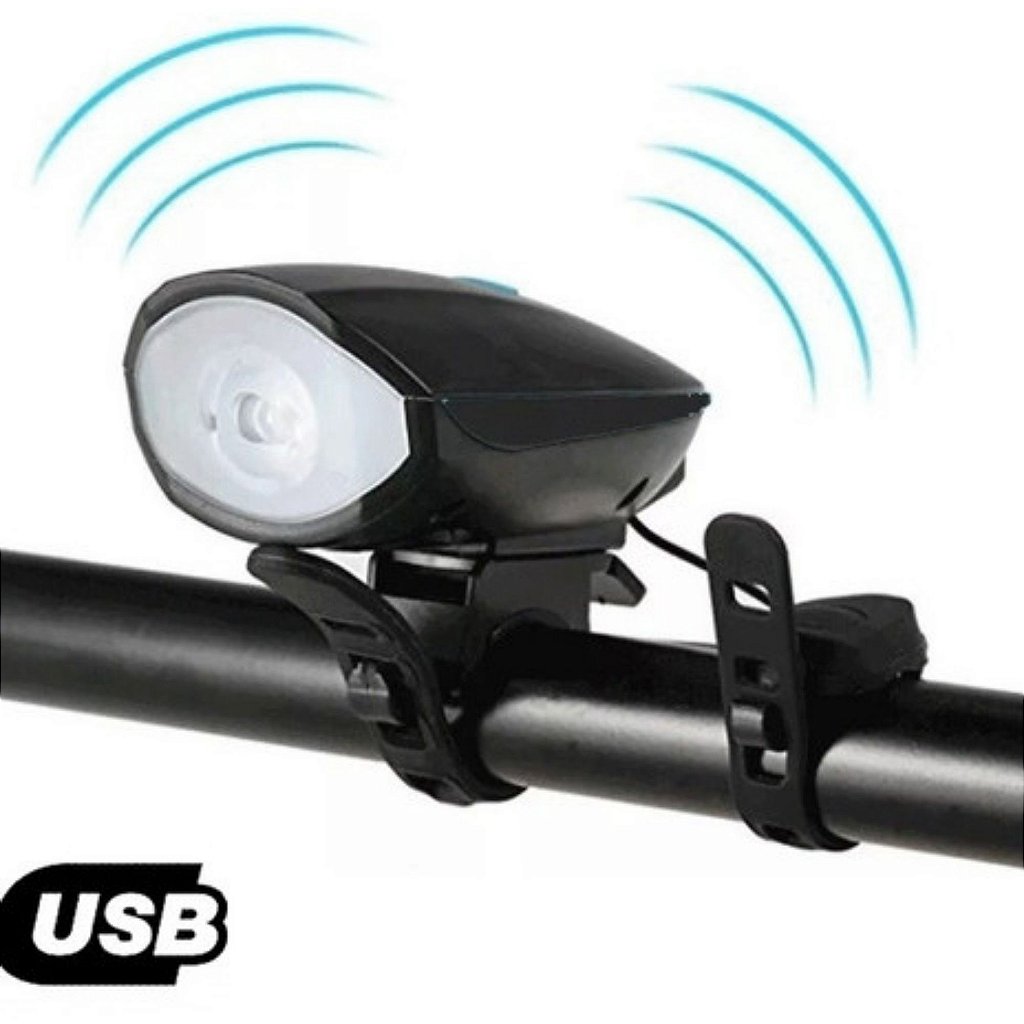 Farol Led Bike Jam Cl-7588 250Lm Buzina Usb