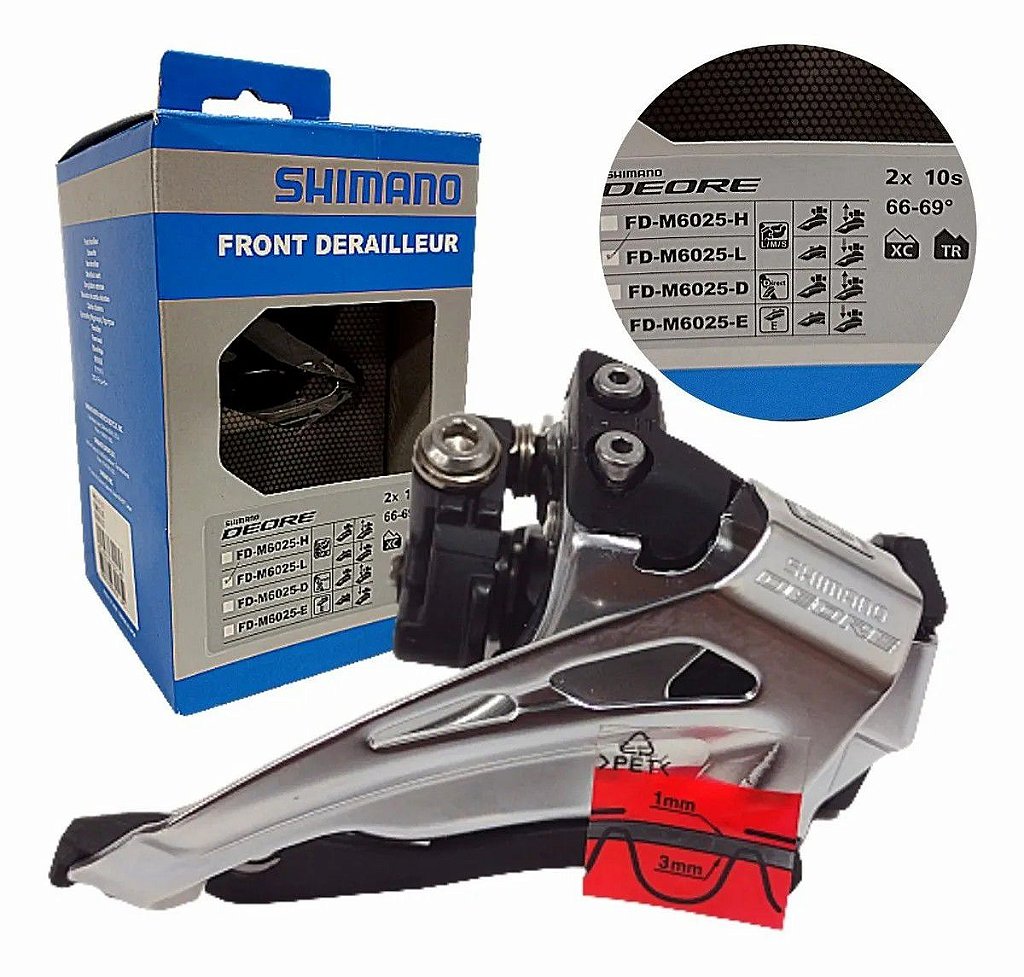 Câmbio Dianteiro Shimano Deore Fd-M6025-L Para 10 Velocidades T Swin/Down
