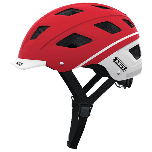 Capacete Abus Hyban Label Tamanho M (52-58 Cm) | Vermelho E Branco Fosco