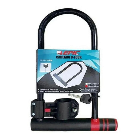 Cadeado U-Lock Epic Line 180Cmx245Mm Tipo U | Com Chave