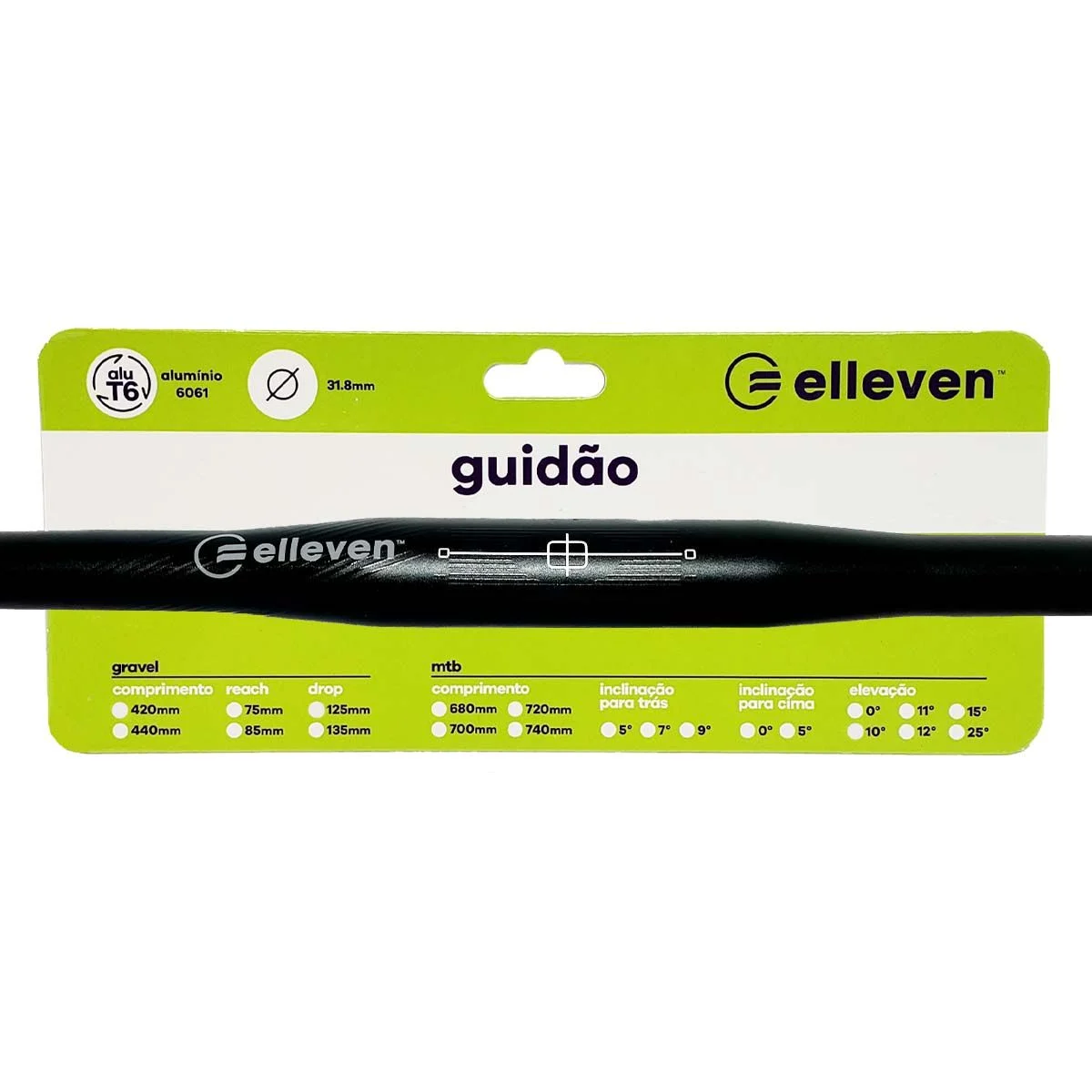 Guidão Elleven Gravel Alumínio T6 Ø31.8 Drop 125x420mm