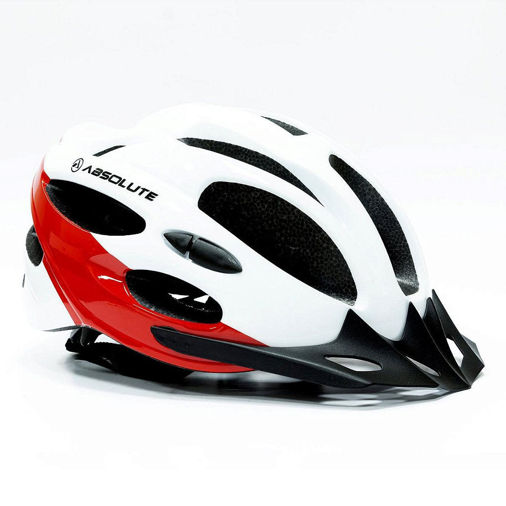 Capacete Absolute Nero Com Led Tamanho M (52-57 Cm) | Branco Vermelho E Preto