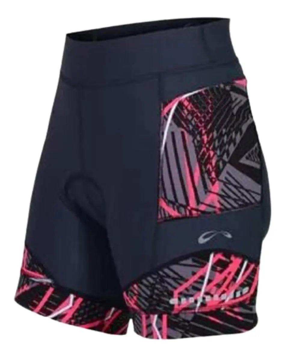 Shorts Feminino Sol Matrix Azul Rosa E Grafite - Tamanho Gg