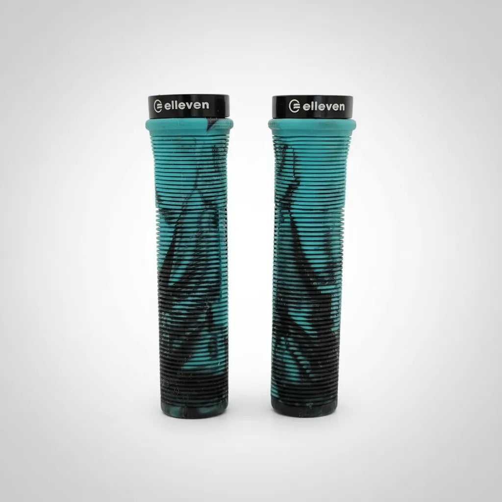 Manopla Mtb Camuflada 130mm Com Trava Preto E Verde Agua