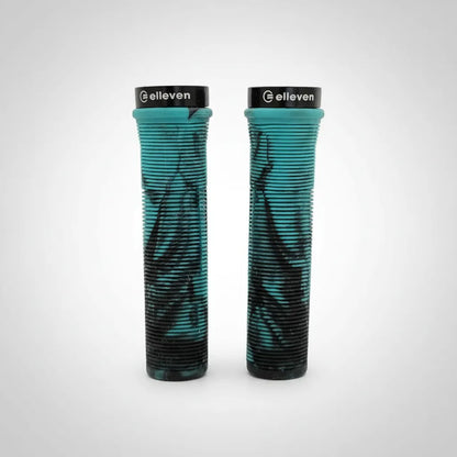 Manopla Mtb Camuflada 130mm Com Trava Preto E Verde Agua