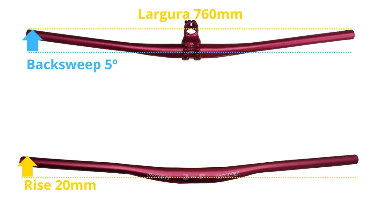 Mesa Guidão Vortex 760x35mm Backsweep 5o Rise 20mm Mesa 45mm