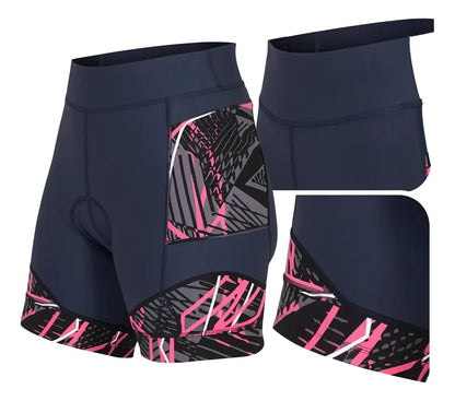 Shorts Feminino Sol Matrix Azul Rosa E Grafite - Tamanho Gg