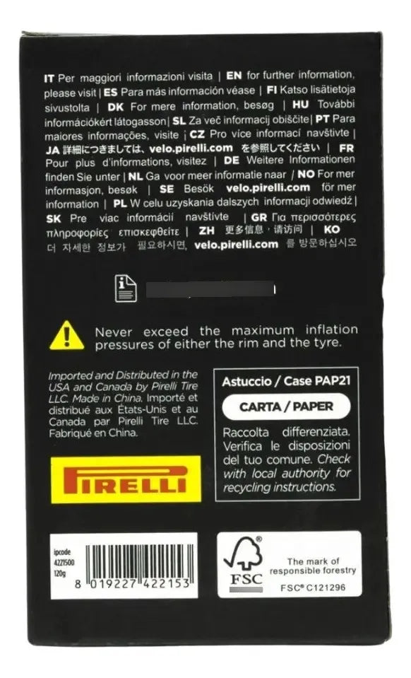 Camara Pirelli 700x23/30 Sportube Presta 60mm Preto