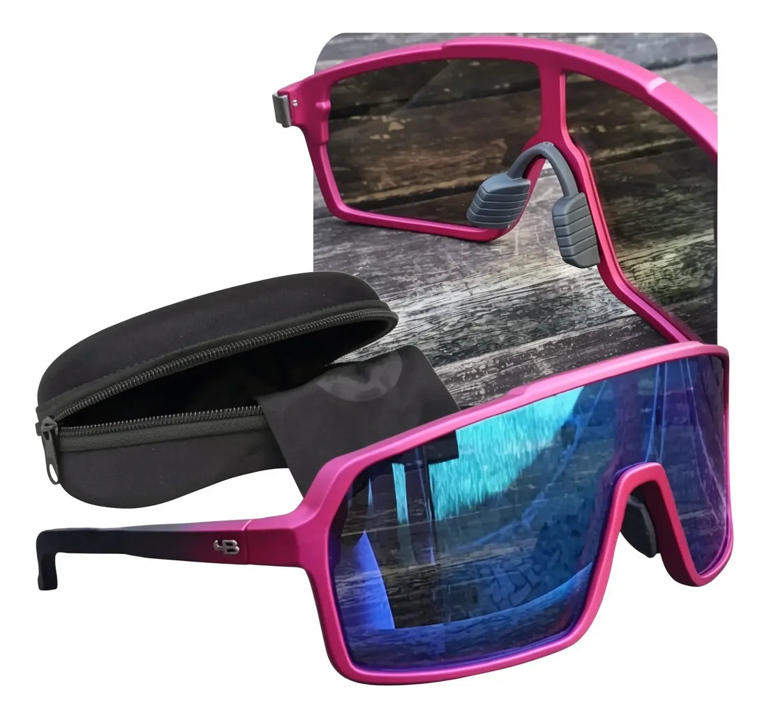 Óculos De Sol Hb Grinder - Rosa Mirror Blue Chrome