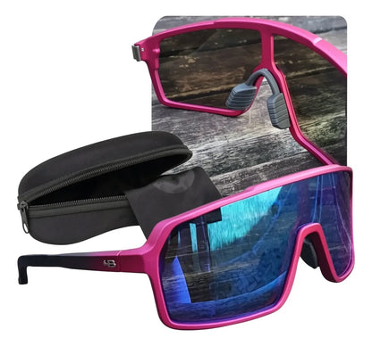 Óculos De Sol Hb Grinder - Rosa Mirror Blue Chrome