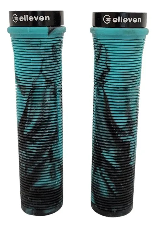 Manopla Mtb Camuflada 130mm Com Trava Preto E Verde Agua