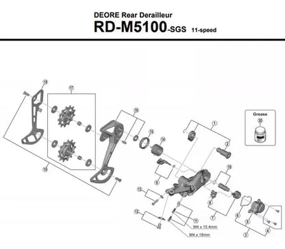 Haste De Câmbio Shimano Deore Rd-m5100 Sgs Externa