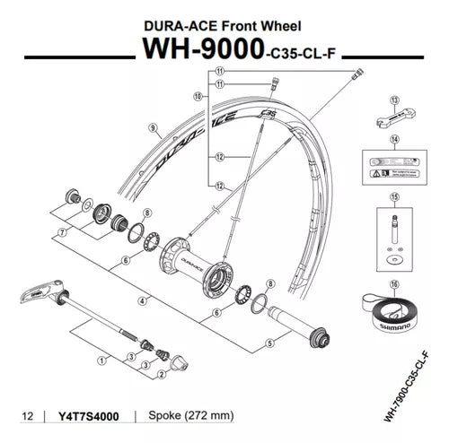 Raio Para Roda Shimano Dura-ace Wh-9000-c35-cl-f Y4t7s4000