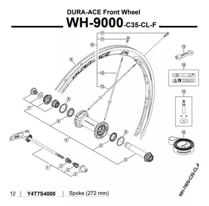 Raio Para Roda Shimano Dura-ace Wh-9000-c35-cl-f Y4t7s4000