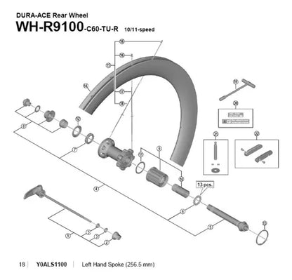 Raio Para Roda Shimano Wh-9100-c60-tu-r 256.5mm Tras Dir Un