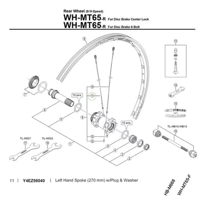 Raio Para Roda Shimano Wh-mt65 270mm Tras. Direito Y4ez98040