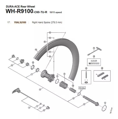 Raio Para Roda Shimano Wh-r9100-c60 278.5mm Tras. Direito Un