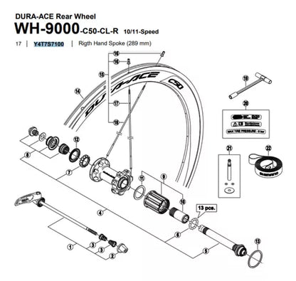 Raio Para Roda Shimano Wh-9000-c50-cl-r 289mm Tras Dir - Un