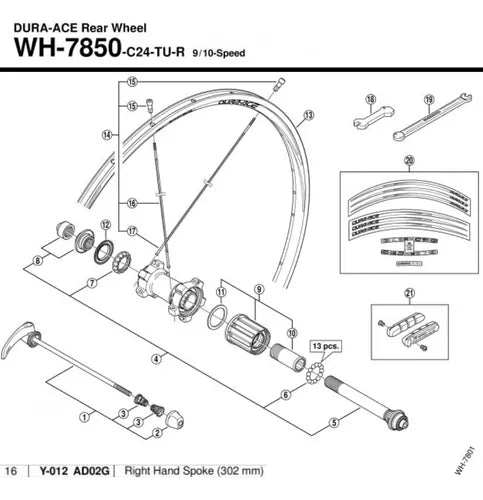 Raio Para Roda Shimano Wh-7850-c24-tu Tras 302mm P/ Tubu Dir